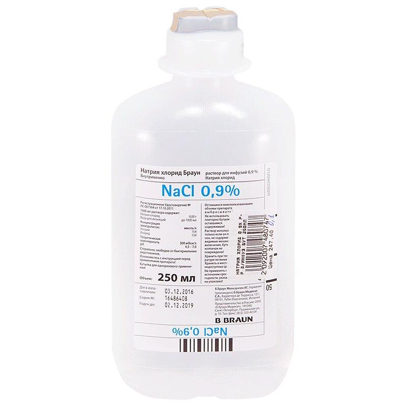 Натрия хлорид 0.9% р-р д/инфуз бут 250мл п/эт N1