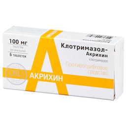 Клотримазол-Акрихин таблетки вагинальные 100 мг 6 шт