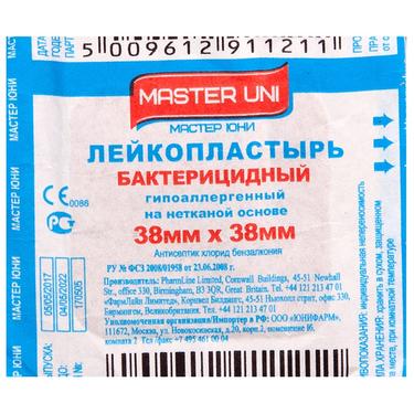 Master Uni Лейкопластырь бактерицидный неткан. 3,8х3,8см 1 шт.