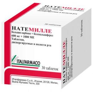 Натемилле/Натекаль 1000 таблетки 600 мг+1000МЕ 30 шт
