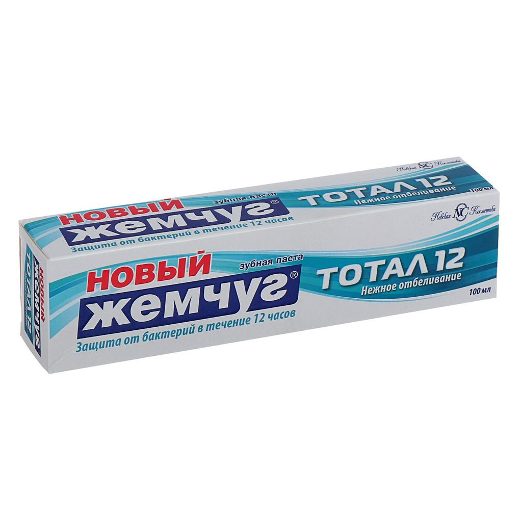 Зубная паста Новый Жемчуг Тотал 12+Нежное Отбеливание 120 г/100 мл