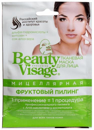 Фитокосметик Beauty Visage маска для лица мицелярная фруктовый пилинг тканевая 1 шт.