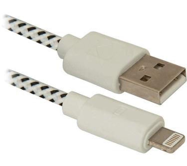 Дефендер Кабель ACH01-03T USB(AM) для Apple в оплетке 1м белый