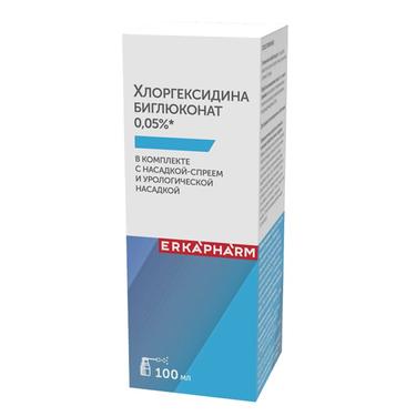 Эркафарм Хлоргексидин биглюконат спрей 0,05% 100мл + урологическая насадка