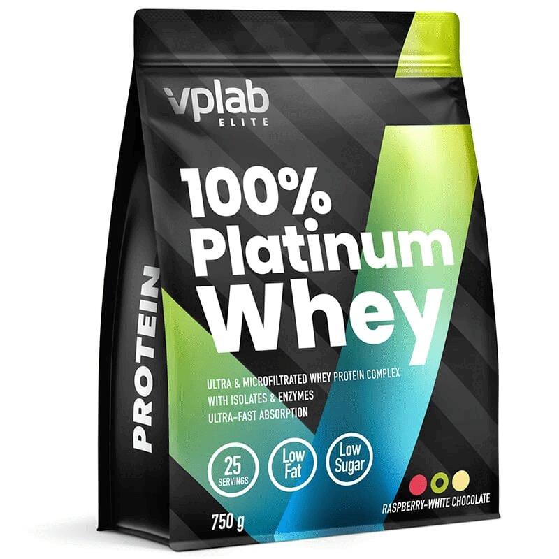 VPLab Сывороточный протеин 100% Платинум Вей Малина-белый шоколад 750 г