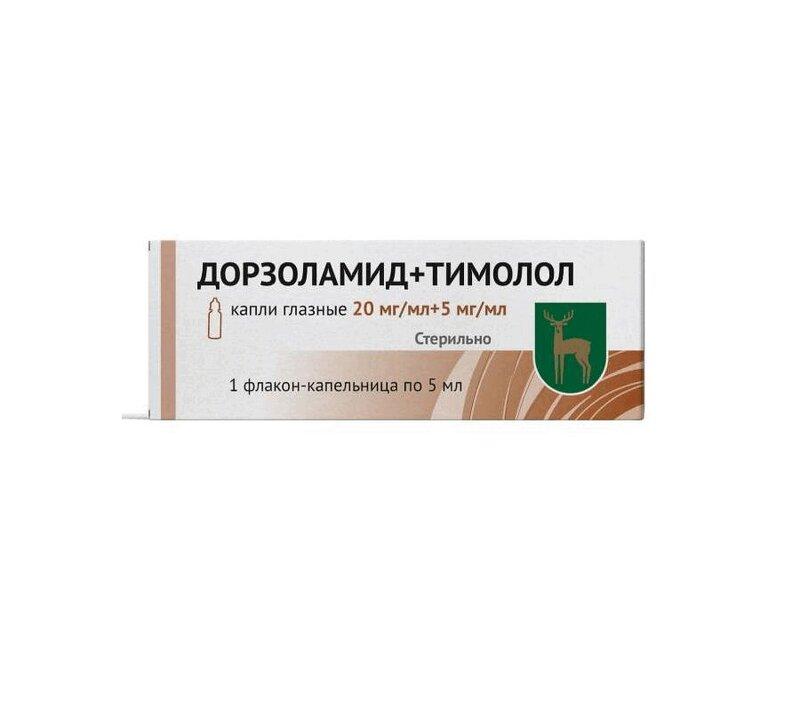 Дорзоламид+Тимолол капли глазные 20 мг/ мл+5 мг/ мл фл.-кап.5 мл