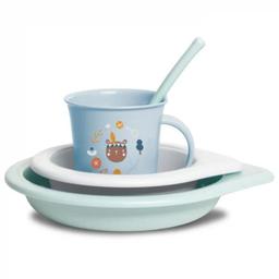Совинекс Инту зе Форест Набор посуды (тарелка 450 мл+ миска 300 мл+кружка с ручкой+ложка) Голубой