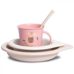Совинекс Инту зе Форест Набор посуды (тарелка 450 мл+ миска 300 мл+кружка с ручкой+ложка) Розовый