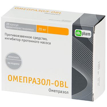 Омепразол-OBL капс.кишечнораств.20мг №28