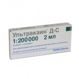 Ультракаин Д-С раствор 40 мг+0,005 мг/ мл амп.2 мл 10 шт