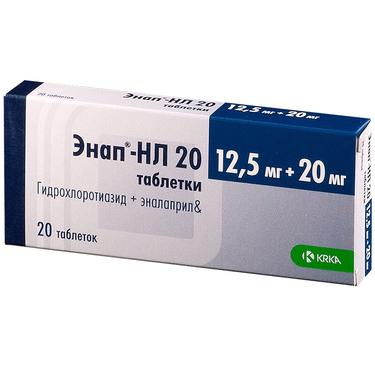 Энап-НЛ 20 таблетки 12,5+20мг 20 шт.