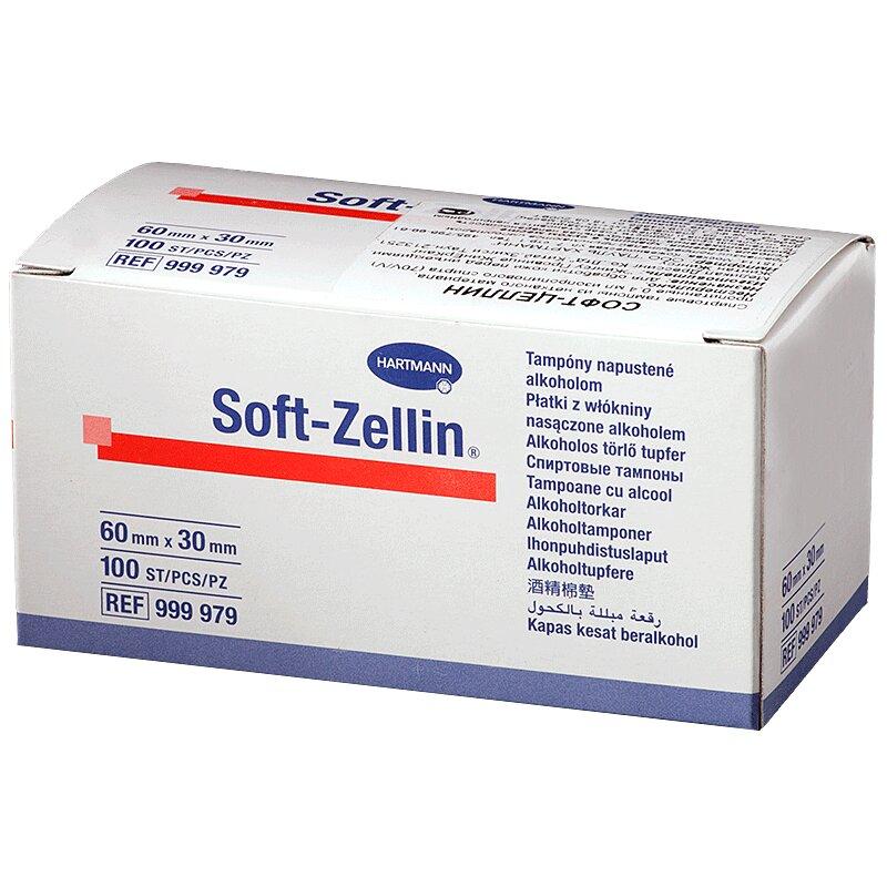 Салфетки "Soft-Zellin" спиртовые для инъекций 60мм х 30мм 100 шт
