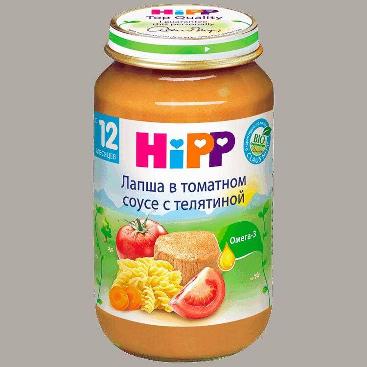 Детское питание Hipp Лапша в томатном соусе с телятиной 220 г с 12мес.