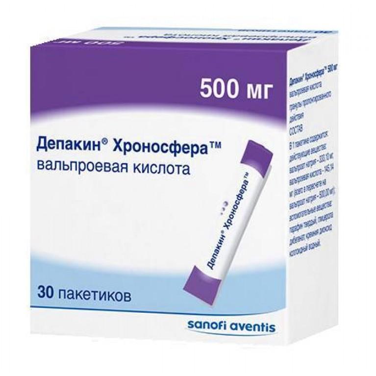 Депакин Хроносфера гран. ретард 500 мг пак. 30 шт