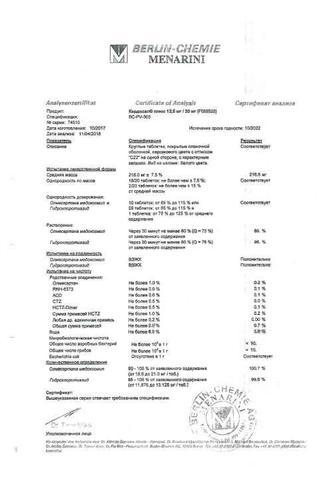 Сертификат Кардосал Плюс таблетки 12,5 мг+20 мг 28 шт
