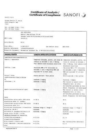 Сертификат Амарил таблетки 3 мг 90 шт