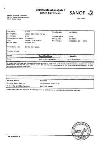 Сертификат Локрен таблетки 20 мг 56 шт