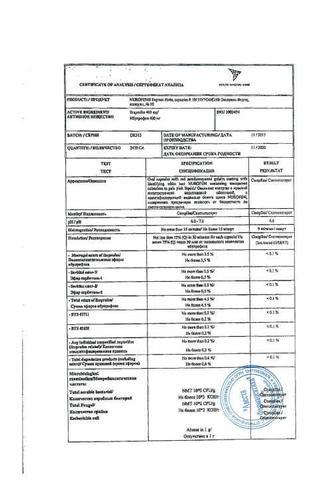 Сертификат Нурофен Экспресс форте капсулы 400 мг 10 шт