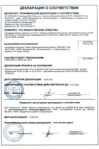Сертификат Лоперамид