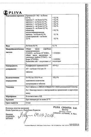 Сертификат Сумамед таблетки 250 мг 6 шт