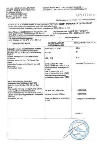 Сертификат Детралекс суспензия для приема внутрь 1000 мг/10 мл 10 мл 15 шт