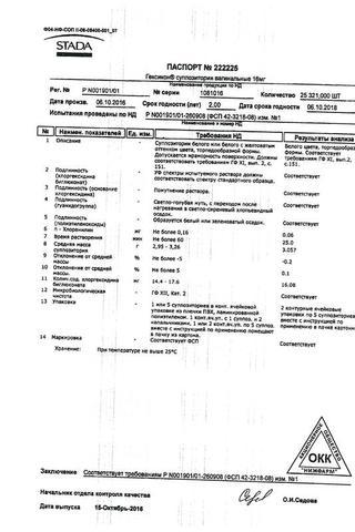 Сертификат Гексикон суппозитории вагинальные 16 мг 10 шт