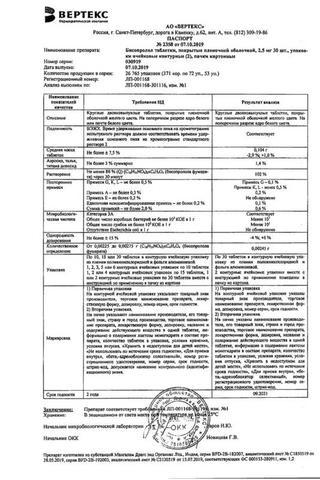 Сертификат Бисопролол-Вертекс
