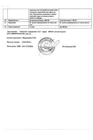 Сертификат Трекрезан