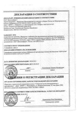 Сертификат Фурацилин таблетки 20 мг 10 шт