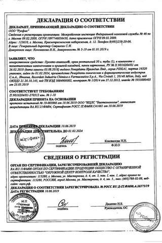 Сертификат Прокто-Гливенол крем ректальный 30 г