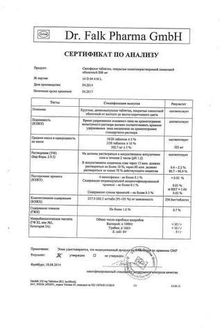 Сертификат Салофальк таблетки 250 мг 50 шт