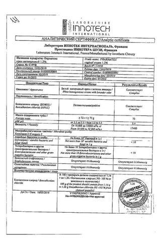 Сертификат Фарматекс крем вагинальный 1,2% туба 72 г 1 шт