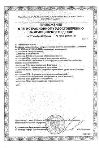 Сертификат Активтекс Комплект д/лечения ожогов 7 шт