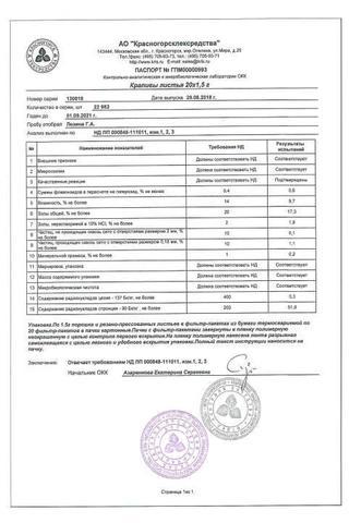 Сертификат Крапивы листья ф/пак.1,5 г 20 шт