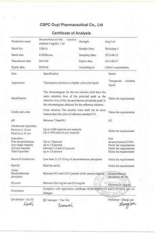 Сертификат Дексаметазон-Виал раствор 4 мг/ мл амп.1 мл 25 шт