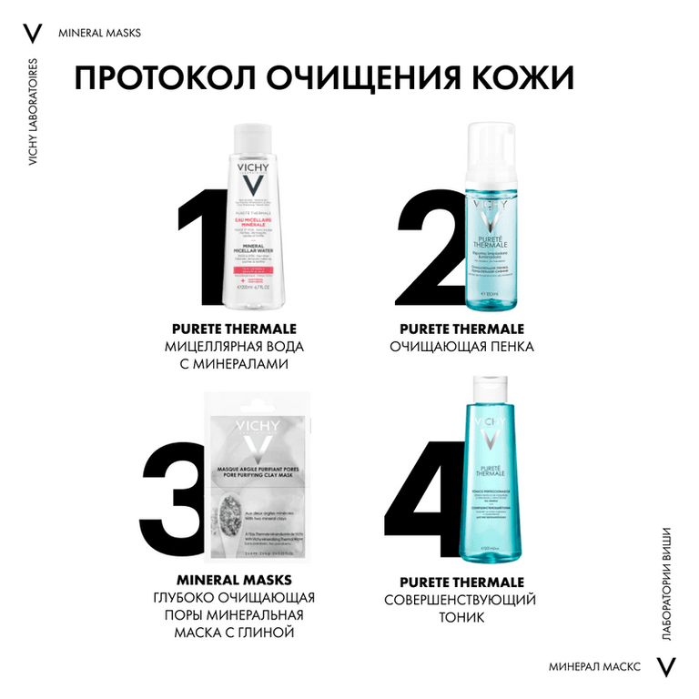 Vichy Mineral Mask Маска для лица минеральная с глиной очищающая поры 6 мл 2 шт