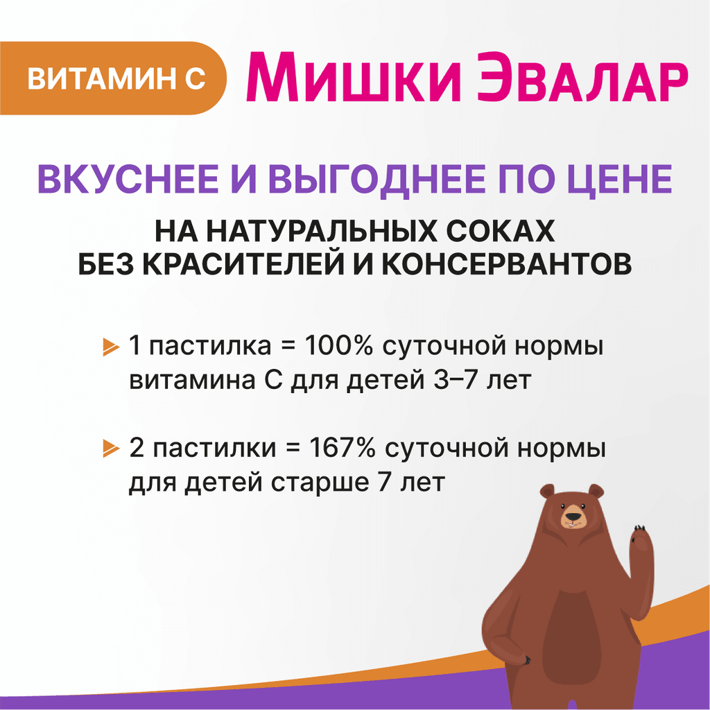 Бэби Формула Мишки Эвалар Мультивитамины пастилки жевательные 30 шт