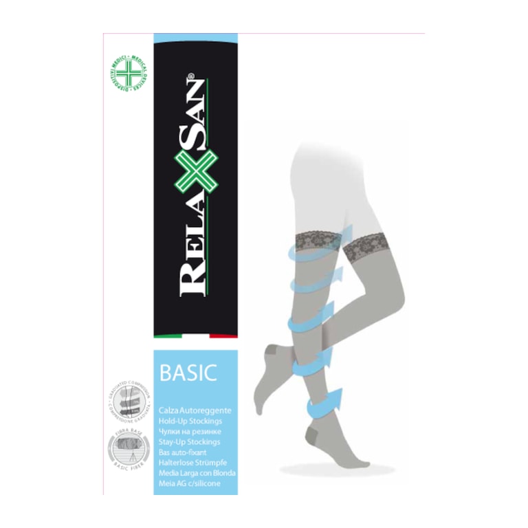 Relaxsan Basic Чулки компрессионные Stay-Up 1 класс компрессии 140 den размер 2 Телесные