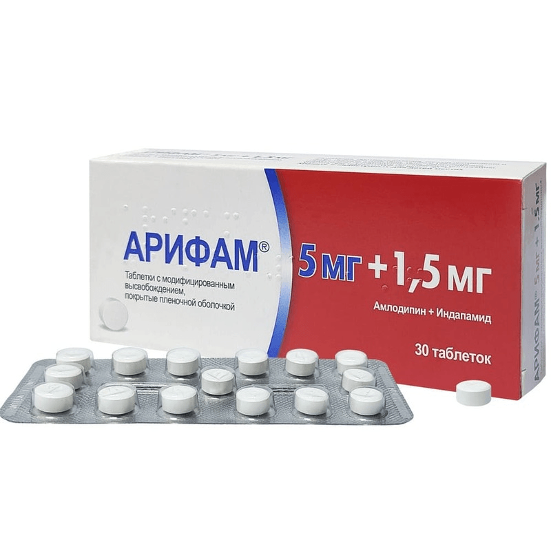 Арифам 5 мг+1,5 мг таблетки с модифицированным высвобождением 30 шт