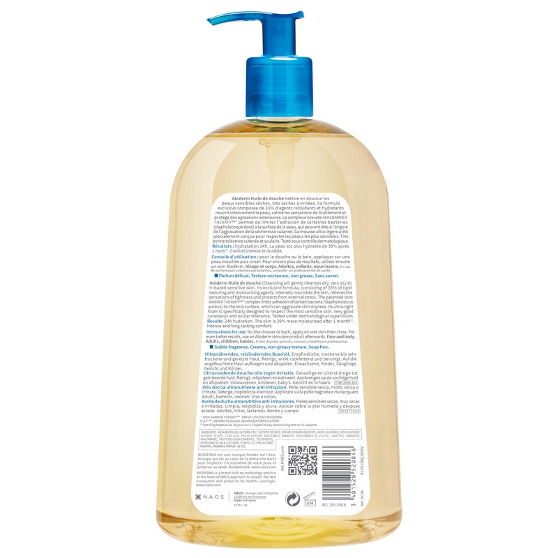 Bioderma Atoderm Масло для душа увлажняющее для сухой атопичной кожи 1000 мл