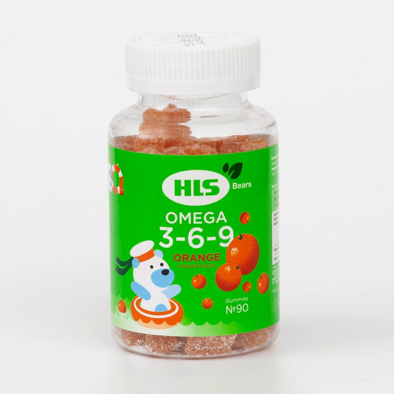 HLS Мишки Омега 3-6-9 пастилки жевательные Апельсин 90 шт