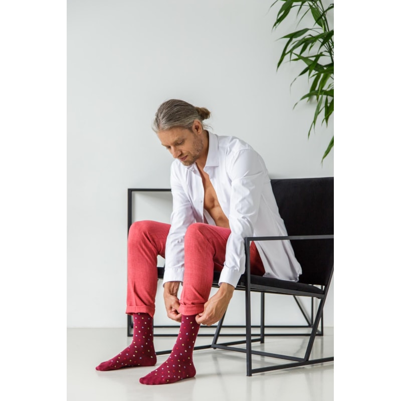 Relaxsan Гольфы компрессионные Cotton Socks Fancy 1 класс компрессии размер 5 Бордо-Горох