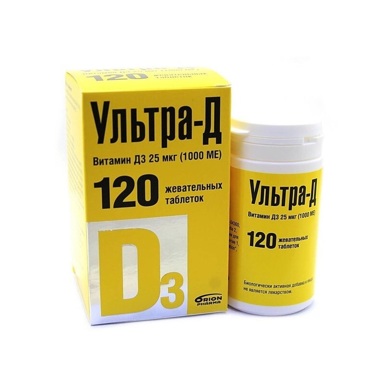 Ультра-Д Витамин Д3 25 мкг (1000 МЕ) таблетки жевательные 120 шт