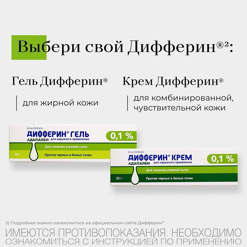 Дифферин 0,1% гель от акне, угрей и черных точек 30 г