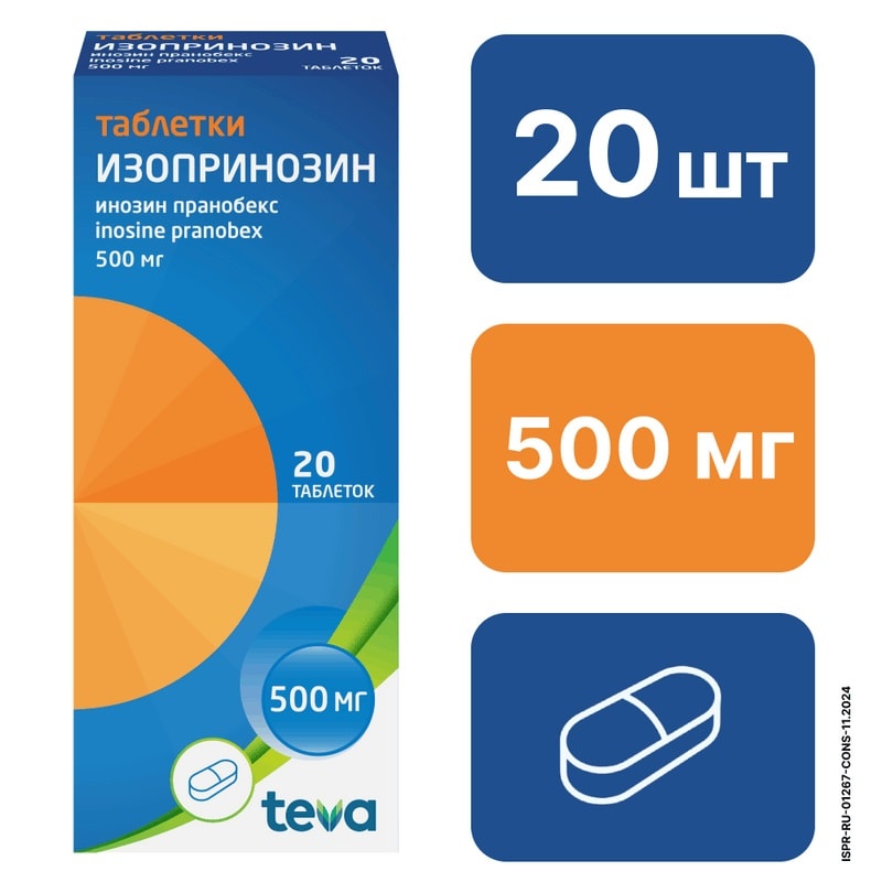 Изопринозин 500 мг таблетки 20 шт