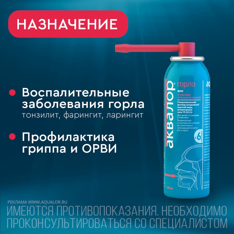 Аквалор Горло спрей для промывания горла 150 мл