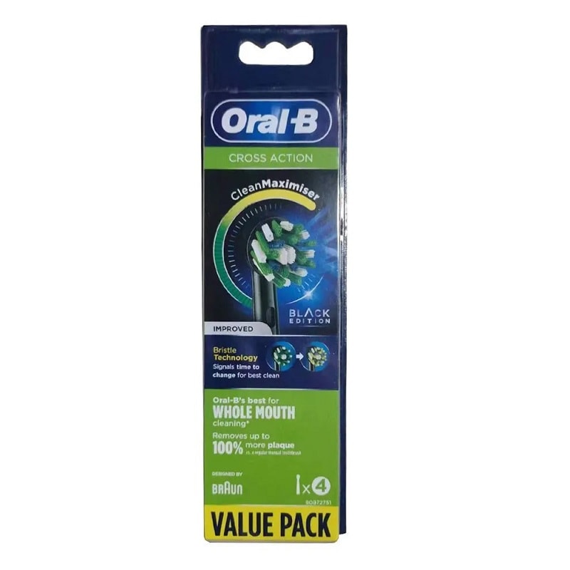 Oral-B Cross Action CleanMaximiser Насадка для электрической зубной щетки Черная 4 шт