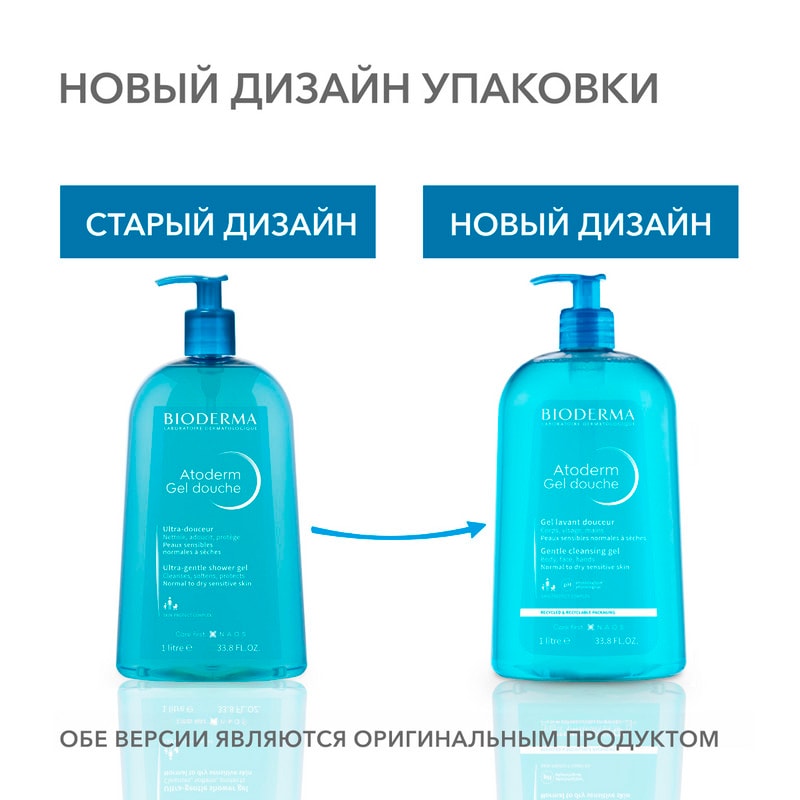 Bioderma Atoderm Гель для душа очищающий для сухой и нормальной кожи 1000 мл