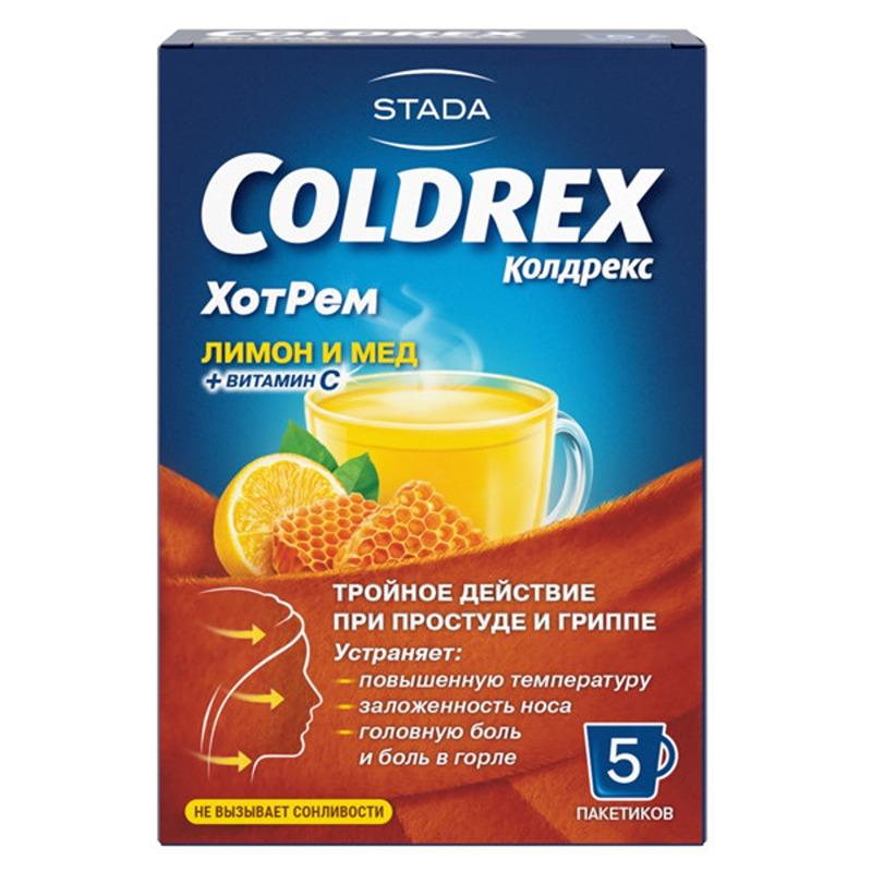 Колдрекс ХотРем порошок для приема внутрь мед-лимон 5 шт