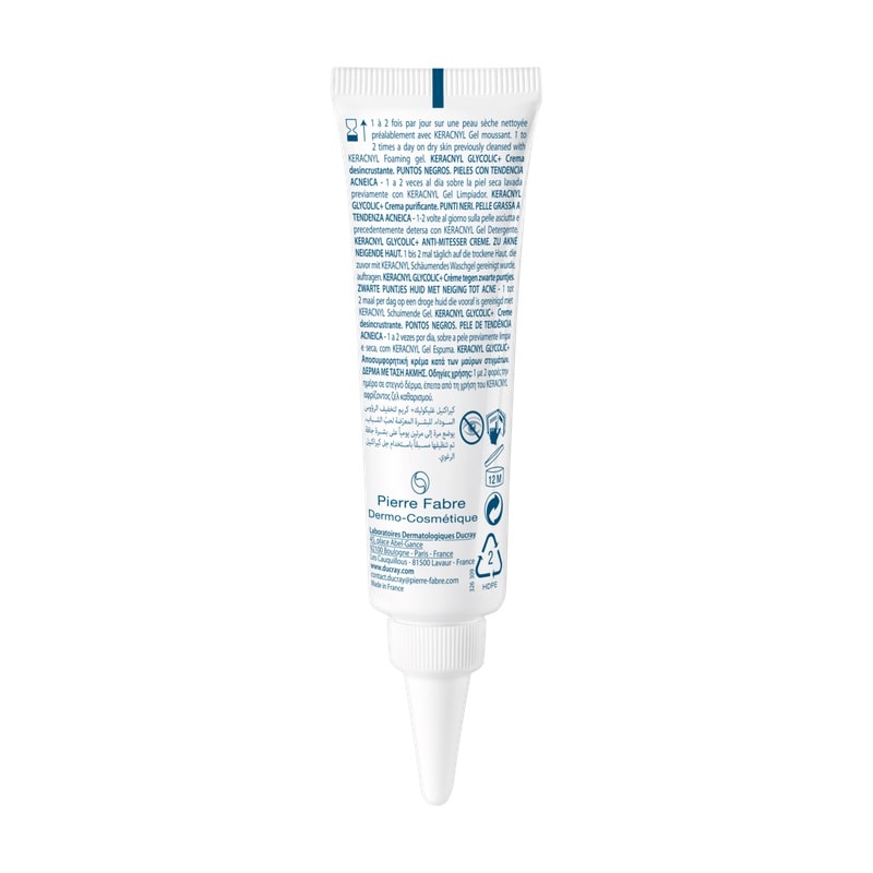 Ducray Keracnyl Glycolic+ Крем очищающий матирующий для кожи склонной к акне 30 мл